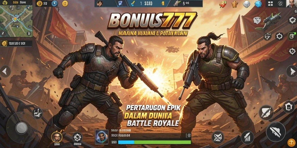 Tangkapan layar permainan BONUS777 menampilkan pertempuran seru Battle Royale.
