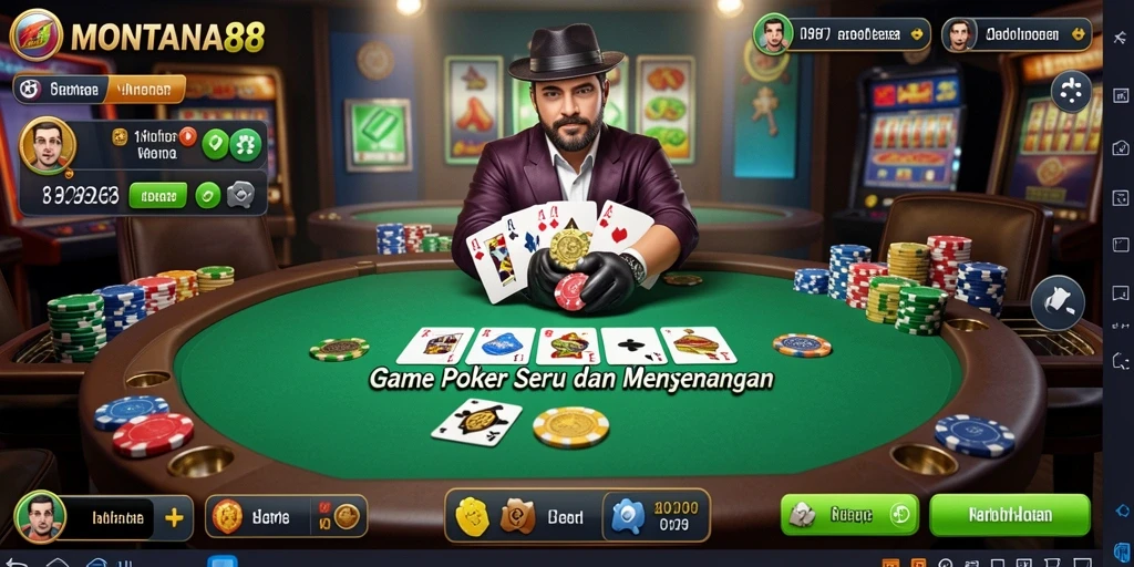 Tampilan gameplay seru dalam MONTANA88 yang menggugah selera para pemain poker.