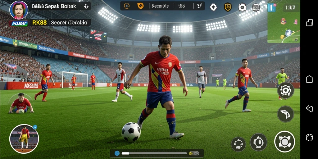 Screenshot RK88 menampilkan aksi seru dalam pertandingan sepak bola.