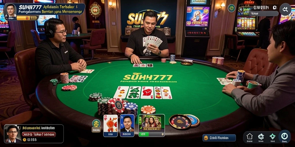 Tampilan antarmuka permainan poker yang menarik dan interaktif.