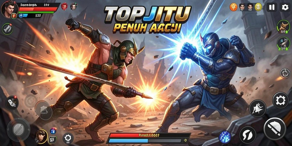 Tampilan aksi mendebarkan dalam gameplay TOPJITU.