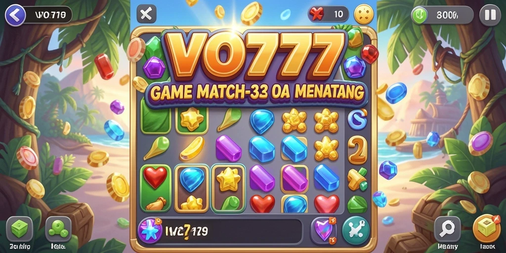 Tampilan gameplay Match-3 seru dalam VO777 yang penuh warna.